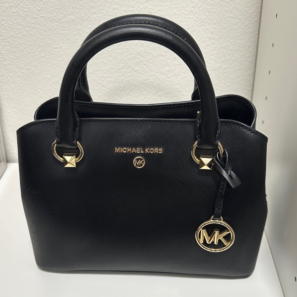 Michael Kors Black Satchel with Gold Accents